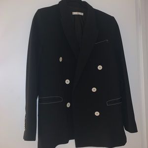 Mango black blazer with white buttons